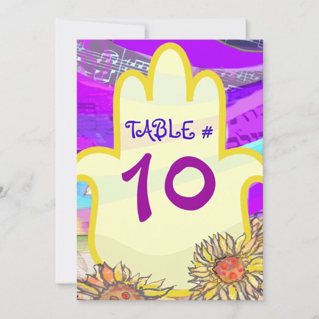 Musical Hemsa Bar Bat Mitzvah Tischnummer (Vorderseite)