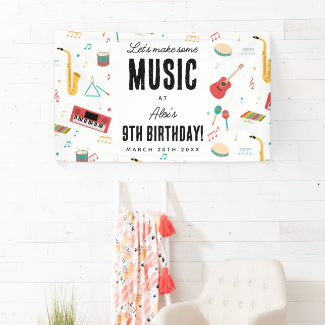 Musical Instruments Music Theme Birthday Party Banner (Insitu)