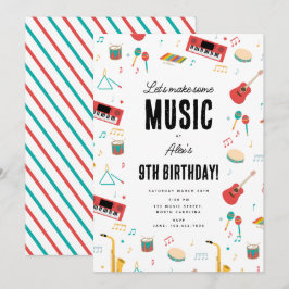 Musical Instruments Music Theme Birthday Party Einladung