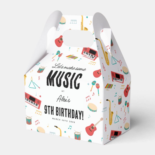Musical Instruments Music Theme Birthday Party Geschenkschachtel (Vorderseite)