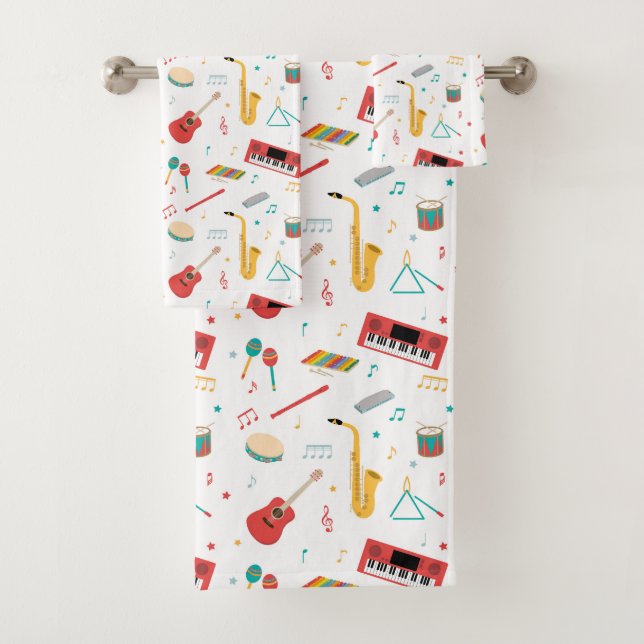 Musical Instruments Music Theme Kids Badhandtuch Set (Insitu)