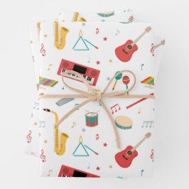 Musical Instruments Music Theme Pattern Geschenkpapier Set