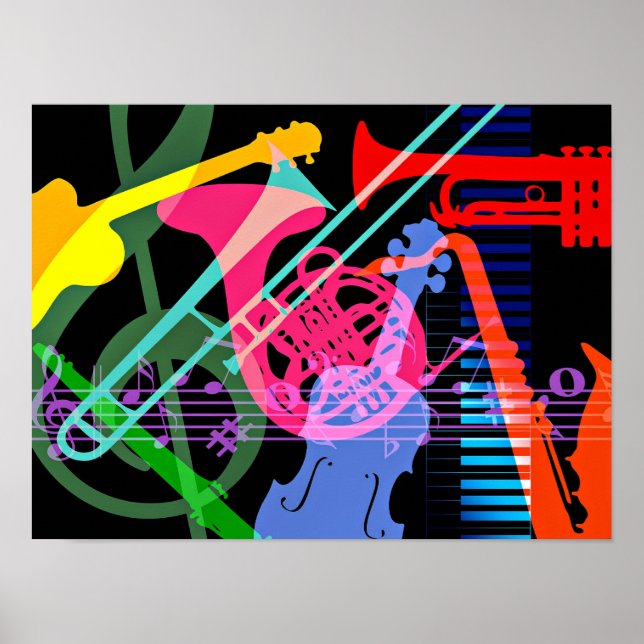 Musical Instruments Pop Art Design Poster (Vorne)