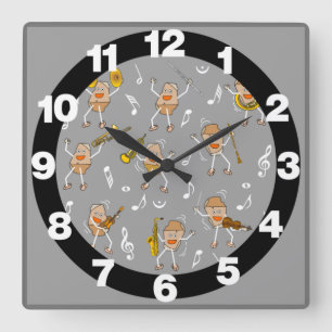 Musical Instruments Rock Large Clock Quadratische Wanduhr