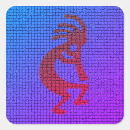 Musical Kokopelli Southwest Symbol Tiles Pattern Quadratischer Aufkleber