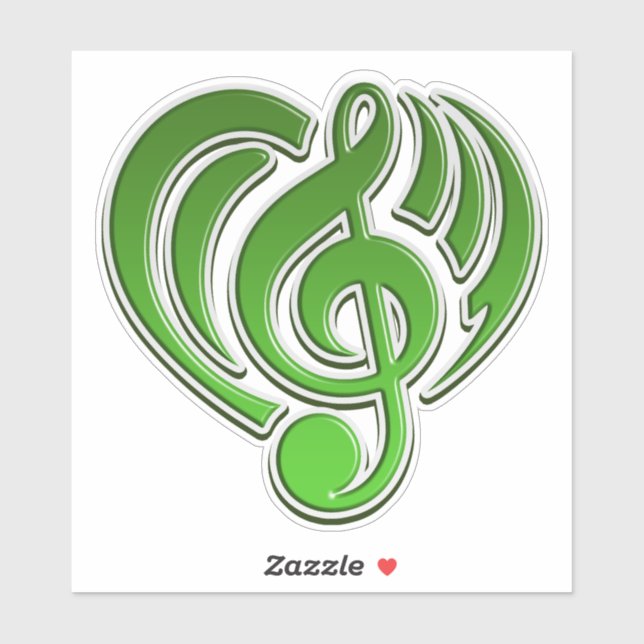 Musical Liebe Green Heart Musiknote DJ Aufkleber (Blatt)