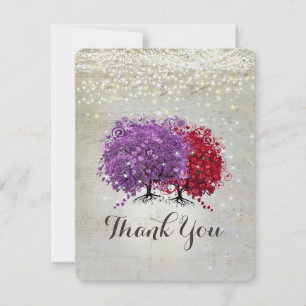 Musical Lila Red Heart Leaf Tree Vielen Dank Dankeskarte