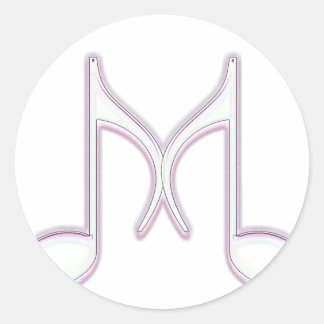 Musical "M" Letter Runder Aufkleber