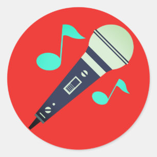 Musical Microphone Emoji Runder Aufkleber
