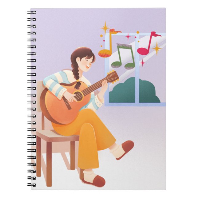 Musical Moments Notebook - Niedliche Girl, Gitarre Notizblock (Vorderseite)