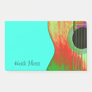 Musical Monogram Aquamarin Green Gitarre Post-it Klebezettel