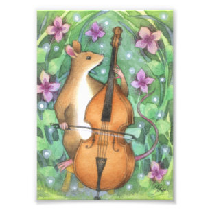 Musical Mouse Orchestra Bass Illustration Fotodruck