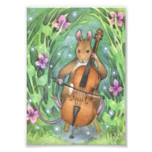 Musical Mouse Orchestra Cello Illustration Fotodruck
