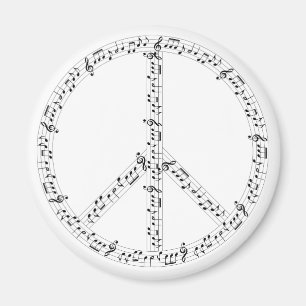 Musical Musiknotens Peace Sign Hippie Magnet