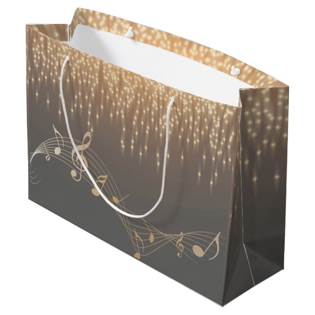 Musical Note elegant Luxus funkelnde Konfetti Große Geschenktüte (Rückseite Schrägansicht)