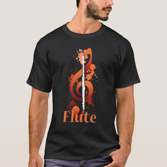 Musical Note Flute Flutist Musician T-Shirt (Vorderseite)