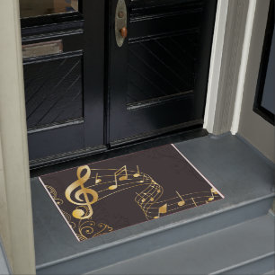 Musical Note Luxury Gray Gold Fußmatte