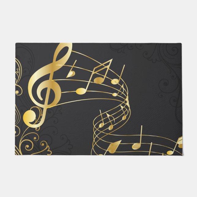 Musical Note Luxury Gray Gold Fußmatte (Vorderseite)