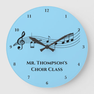 Musical Notes Band Teacher Custom Music Class Große Wanduhr