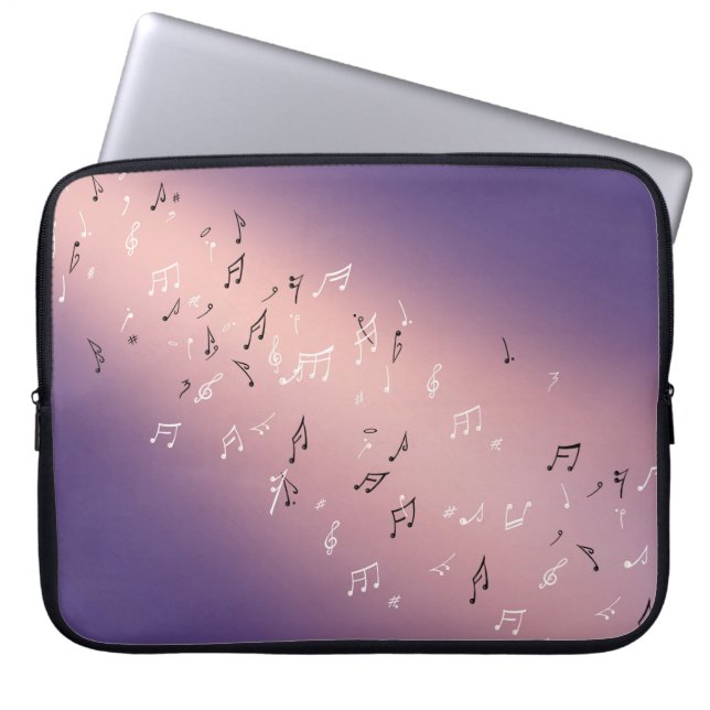Musical Notes Lilac Moon Laptopschutzhülle (Vorderseite)