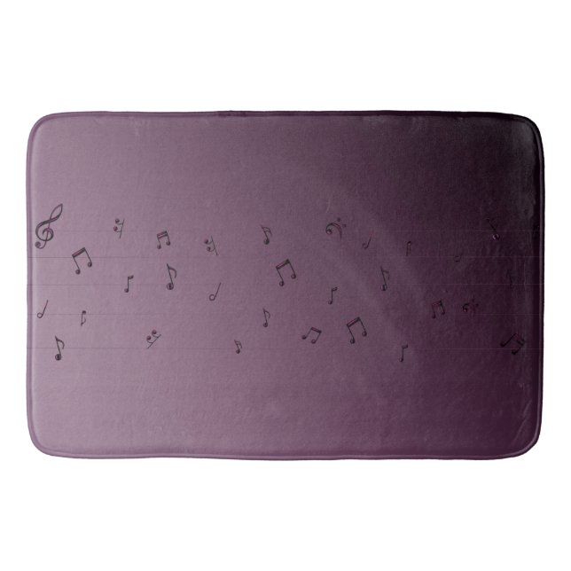 Musical Notes Mauve Bath Mat Badematte (Vorderseite)