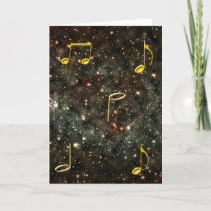 Musical Notes Melody Starry Night Blank Notecard Karte
