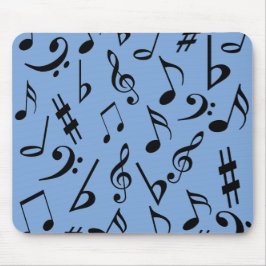 Musical Notes Mousepad - Sky Blue und Black