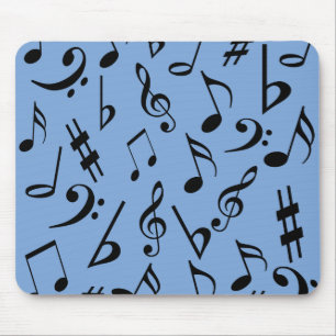 Musical Notes Mousepad - Sky Blue und Black