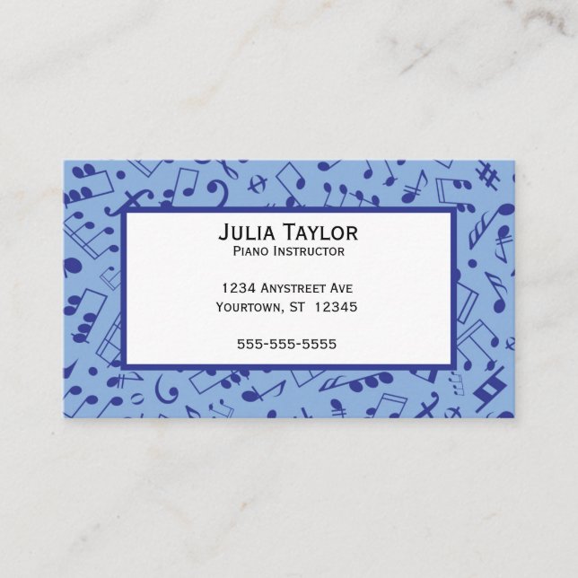 Musical Notes Music Teacher Composer Visitenkarte (Vorderseite)