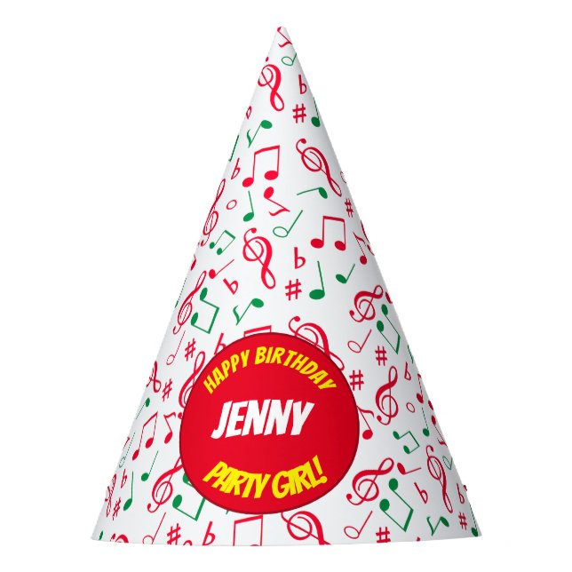 Musical Notes Party Hat Partyhütchen (Vorderseite)