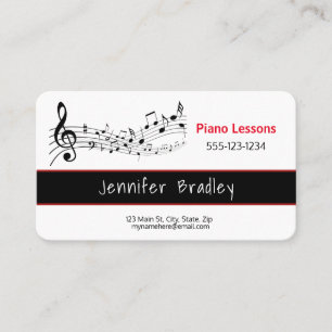 Musical Notes, Piano Teacher Business Cards Visitenkarte