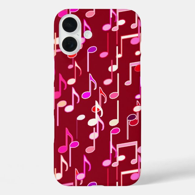 Musical Notes print - burgundy, multi Case-Mate iPhone Hülle (Rückseite)