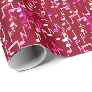 Musical Notes print - burgundy, multi Geschenkpapier