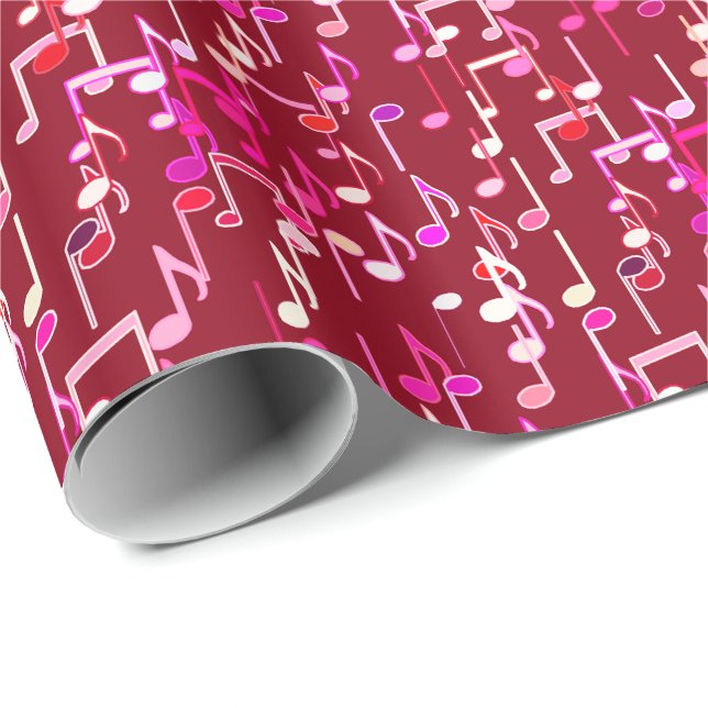 Musical Notes print - burgundy, multi Geschenkpapier (Rolleneckpunkt)