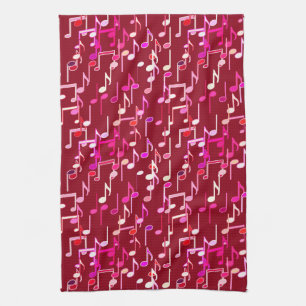 Musical Notes print - burgundy, multi Handtuch