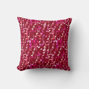 Musical Notes print - burgundy, multi Kissen