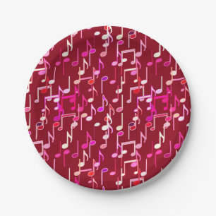 Musical Notes print - burgundy, multi Pappteller