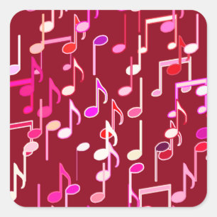 Musical Notes print - burgundy, multi Quadratischer Aufkleber