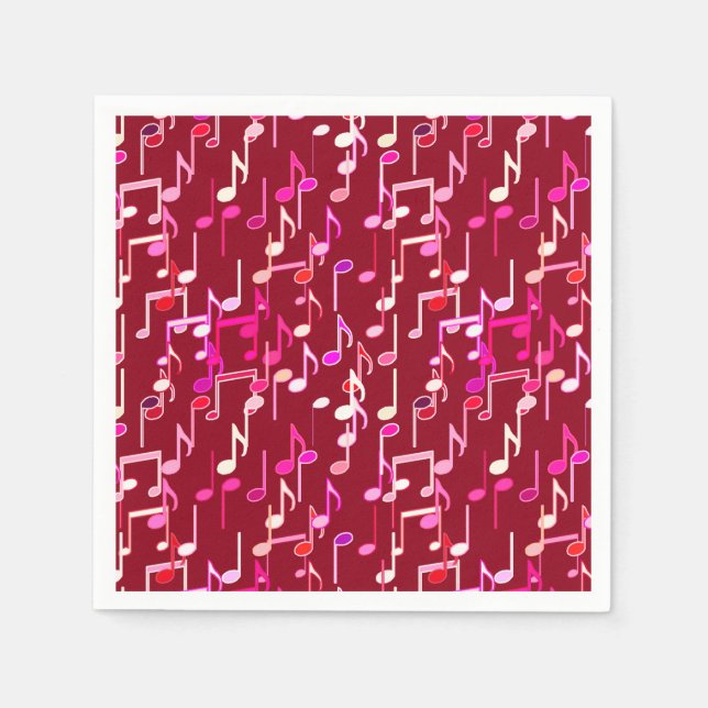 Musical Notes print - burgundy, multi Serviette (Vorderseite)