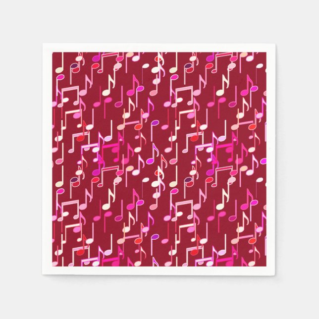 Musical Notes print - burgundy, multi Serviette (Vorderseite)