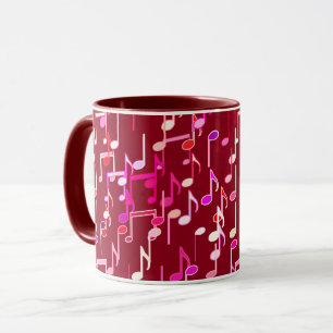 Musical Notes print - burgundy, multi Tasse