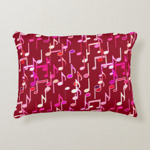 Musical Notes print - burgundy, multi Zierkissen