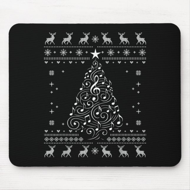 Musical Notes Tree Christmas Ugly Sweater Xmas  Mousepad (Vorne)