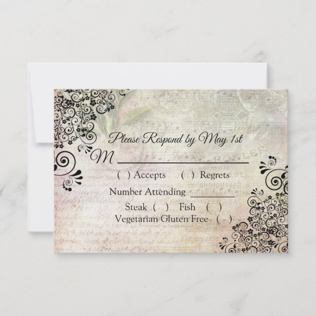 Musical Notes Wedding RSVP card Karte (Vorderseite)
