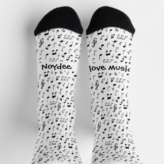 Musical notes, your text in black and white socken