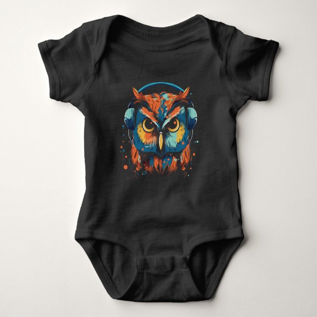 Musical Owl Baby Strampler (Vorderseite)