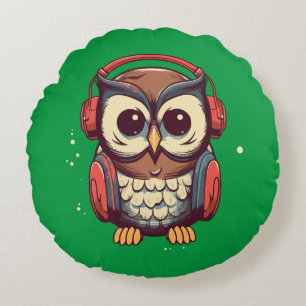 Musical Owl Rundes Kissen