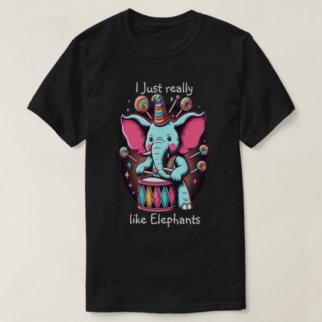 Musical Pachyderm Ich mag Elefanten wirklich T-Shirt (Design vorne)