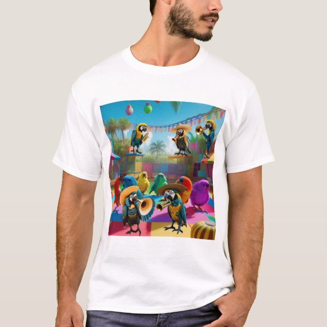 Musical Parrot Party T Shirt für Männer, Frauen (Vorderseite)