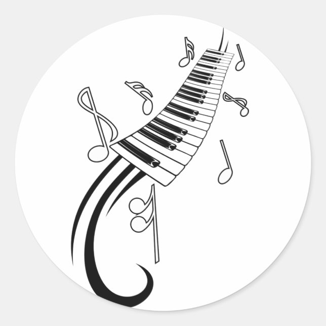 Musical Piano Classic Round Sticker (Vorderseite)